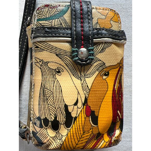 Vintage Sakroots Peace Bird Cell Phone Zipper Wallet wrist - Picture 1 of 5